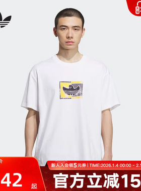 adidas阿迪达斯三叶草秋季男女情侣款休闲运动印花短袖T恤 KD4289