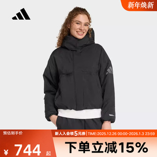 adidas阿迪达斯秋新款 JW1886 防风保暖拒水运动休闲连帽女短棉服