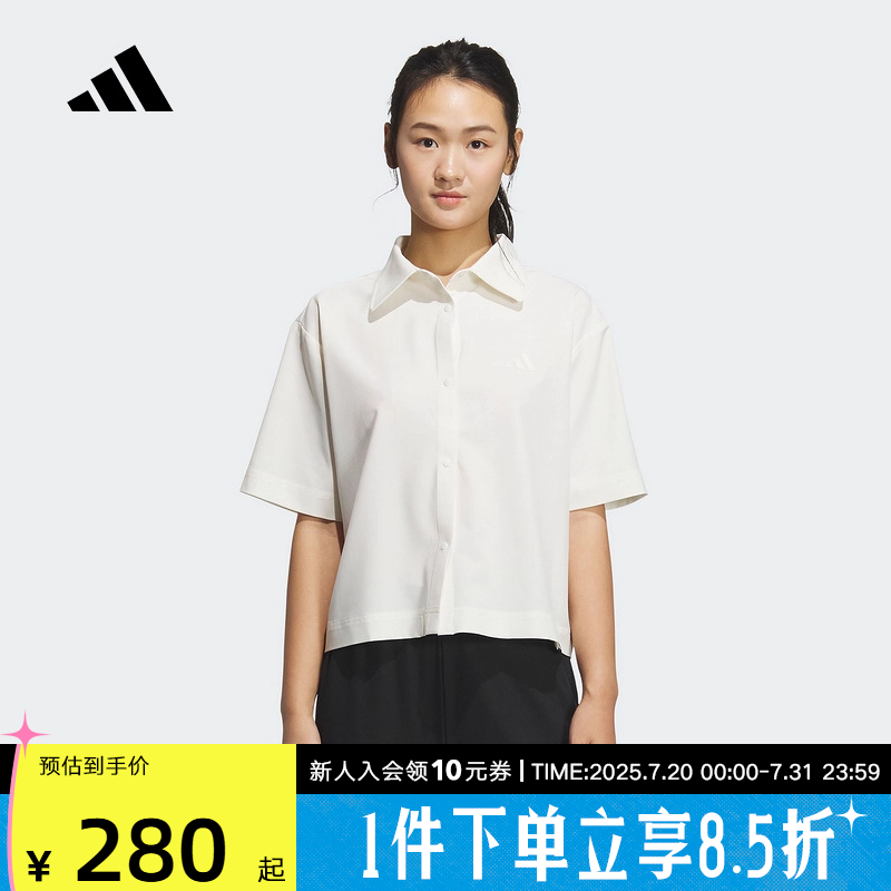 adidas阿迪达斯翻领衬衫T恤2025夏季女SPORTSWEAR短袖衬衣JN0700