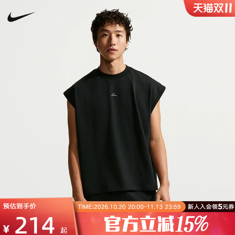 nike耐克夏新款男子篮球背心运动休闲小标圆领无袖T恤IF2564-010