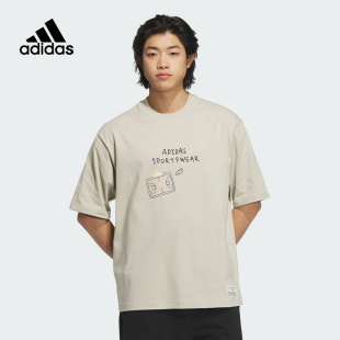 SHIRT纯棉休闲宽松版 短袖 Adidas阿迪达斯男子GRAPHIC T恤JP4579