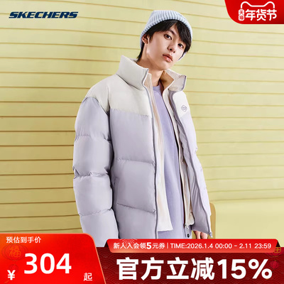 斯凯奇羽绒服冬季复古撞色男女情侣款保暖面包服 L324U104/04PG