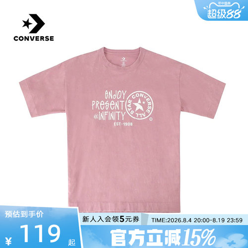 Converse匡威26夏情侣款运动休闲圆领宽松时尚短袖T恤 UCJ755-PCG