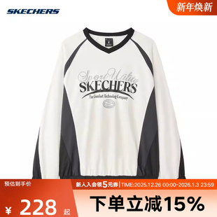 0074 卫衣L125U048 Skechers斯凯奇2025春男女同款 宽松针织套头衫