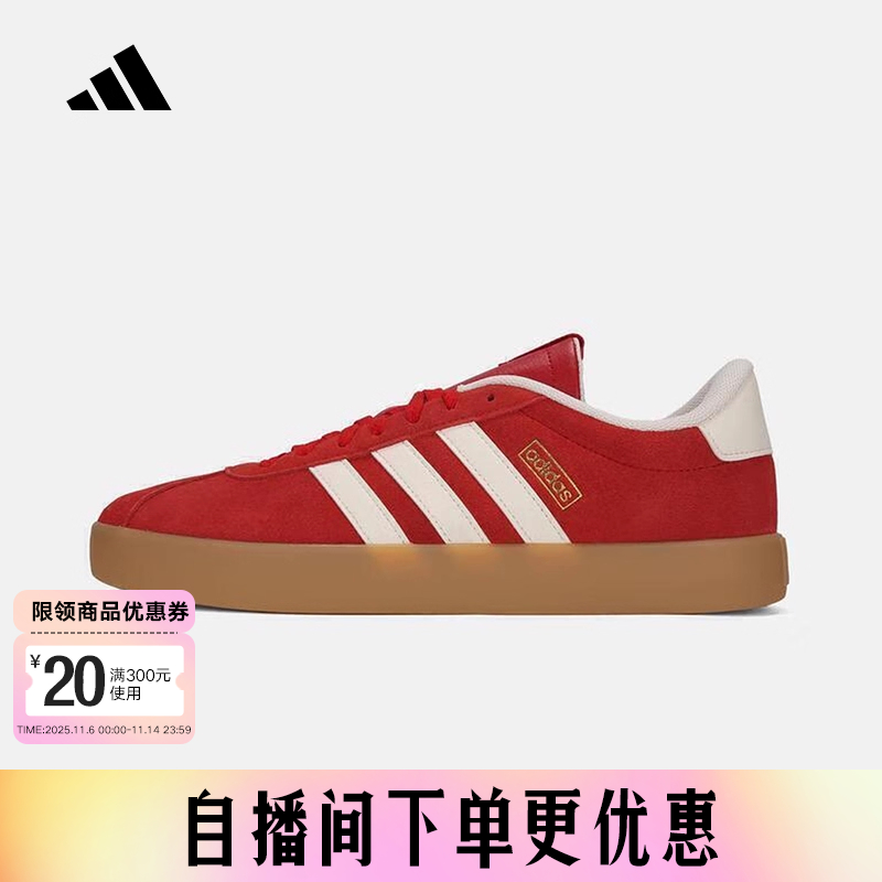 adidas阿迪达斯VL COURT 3.0红色德训鞋2025冬男女休闲鞋 KI5079