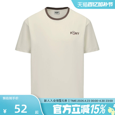 Pony波尼男女新款索罗娜凉感水洗短袖舒适运动休闲T恤252U2AT01LU