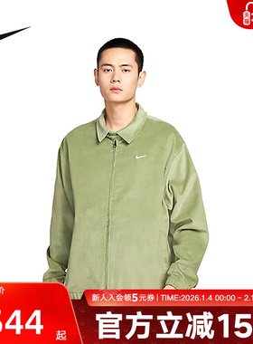 耐克翻领上衣男子冬季灯芯绒拉链翻领休闲教练夹克外套DX9071-270