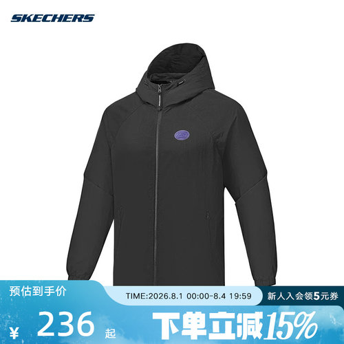 Skechers斯凯奇夏新款男舒适透气百搭休闲运动外套 L225M082/0018