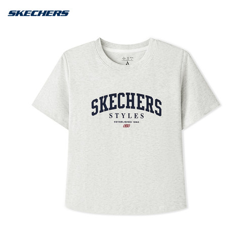 Skechers斯凯奇2026夏女士圆领休闲宽松百搭针织短袖T恤 L226W051