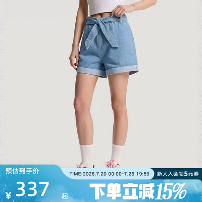 adidas阿迪达斯三叶草女街头风纯棉休闲牛仔运动宽松短裤 LF4604