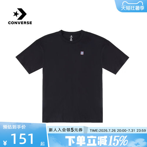 Converse匡威情侣款运动休闲短袖圆领简约百搭黑色T恤UCJ437-023