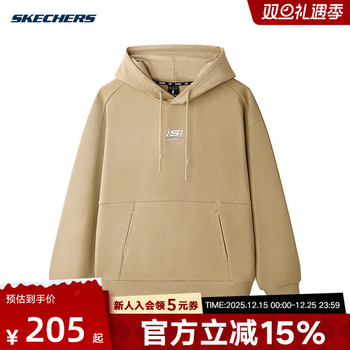 Skechers斯凯奇男女同款宽松针织休闲连帽套头卫衣L125U044/00VC