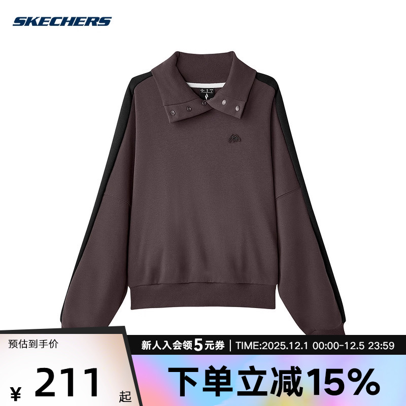 Skechers斯凯奇卫衣女装秋冬户外运动风针织套头衫 L424W087/04AV