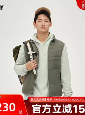 PONY波尼秋冬新品男白鸭绒轻盈保暖羽绒服背心244M2EG02BN