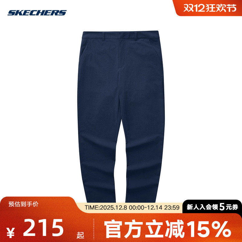 Skechers斯凯奇秋季男子休闲运动百搭舒适梭织长裤 L324M082/002Z