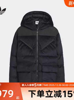 adidas阿迪达斯三叶草男女大童连帽羽绒服冬运动保暖外套 KC5387