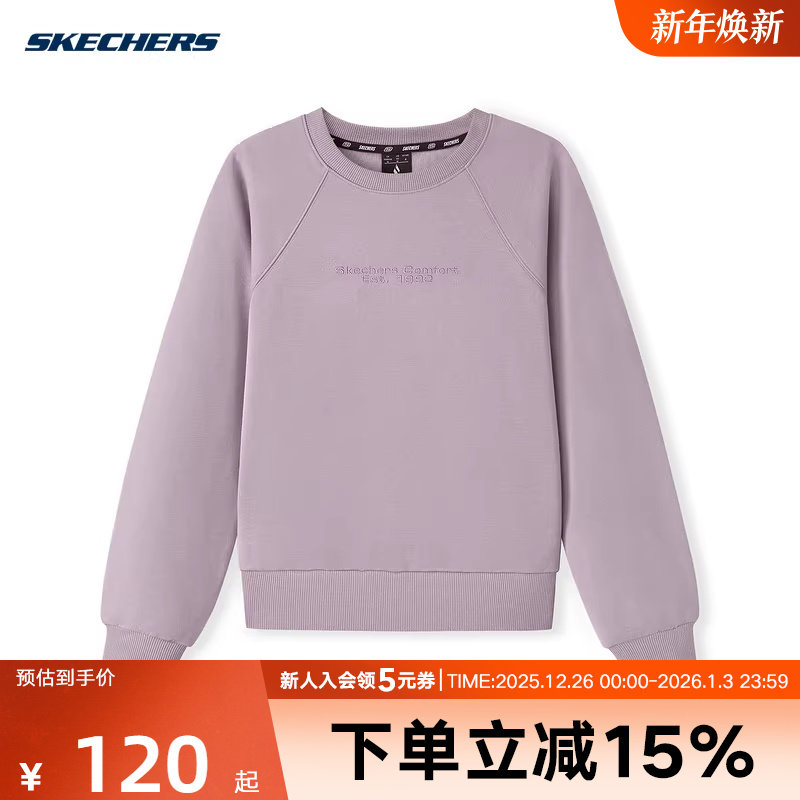 Skechers斯凯奇女子针织套头衫圆领休闲运动卫衣冬L325W048/05WA