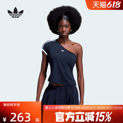 adidas阿迪达斯三叶草露肩斜肩半袖女Adilenium 5.0短袖T恤KY5180