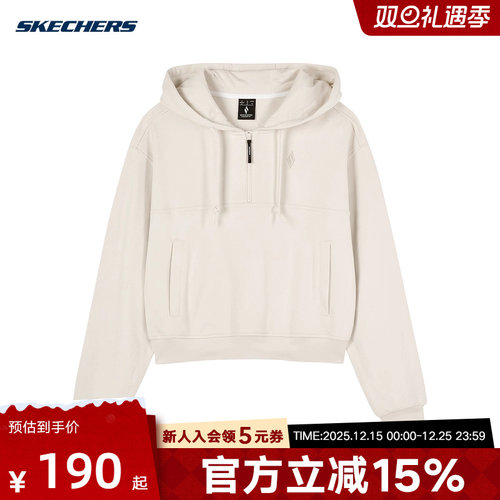 Skechers斯凯奇秋季女子休闲运动宽松百搭连帽卫衣 L124W040/00F1
