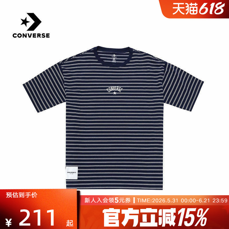 Converse匡威2026夏中性条纹运动休闲圆领宽松短袖T恤 UCJ690-695