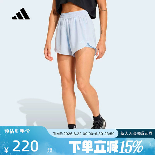 adidas阿迪达斯耐磨速干二合一高腰运动短裤2026夏女健身服KE7395