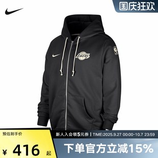 拼接外套FQ3408 010 春秋新款 Nike耐克洛杉磯湖人隊男子速干連帽衫