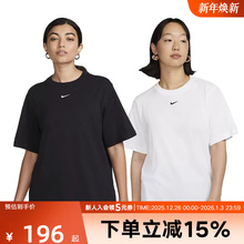 Nike耐克短袖女上衣运动宽松黑色舒适亲肤棉T恤半截袖FD4150-010