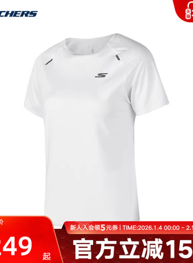 Skechers斯凯奇女上衣跑步运动短袖T恤衫针织衫P324W075/0019