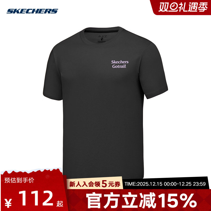 Skechers斯凯奇夏季男子休闲运动简约圆领短袖T恤衫P225M070/0018