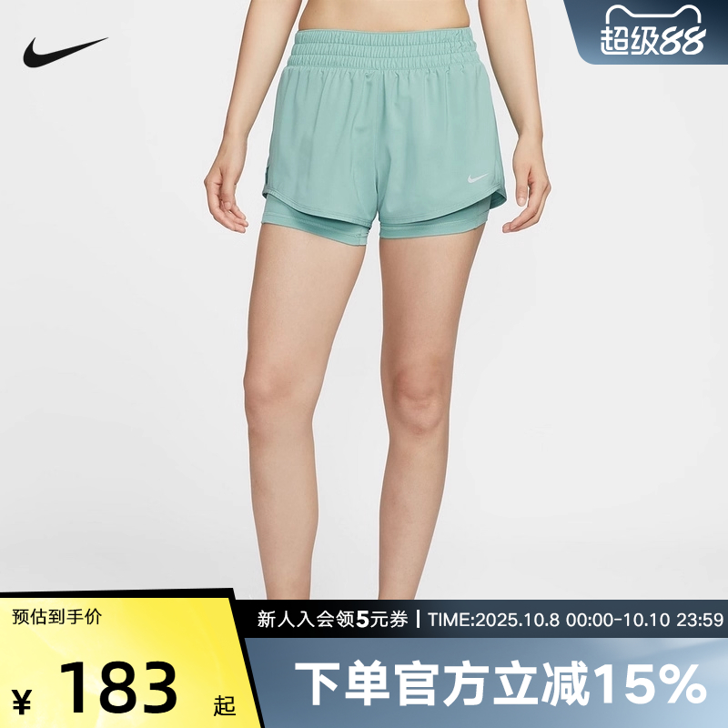 Nike耐克ONE夏女子训练跑步二合一速干运动中长裤短裤DX6013-017
