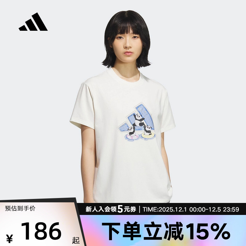 adidas阿迪达斯熊猫印花半截袖夏女GRAPHIC宽松短袖T恤KC0970