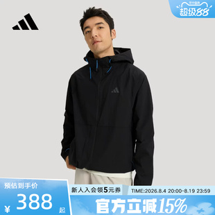 adidas阿迪达斯凉感运动休闲连帽早春薄外套男格子布夹克 KR2511