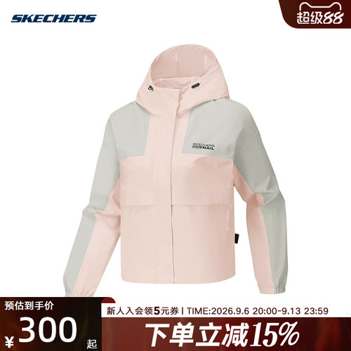 SKECHERS斯凯奇女秋季外套工装风运动休闲连帽夹克P326W089-028B