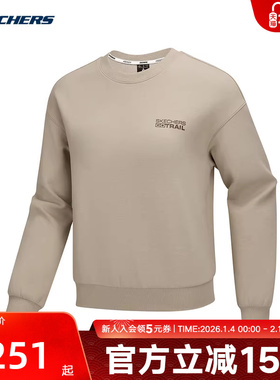 Skechers斯凯奇25秋女舒适运动风圆领针织套头卫衣P425W172/05F0