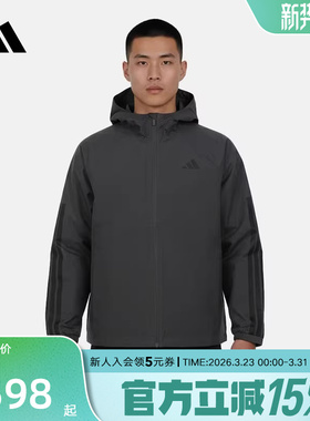 adidas阿迪达斯跑步健身连帽外套2026春男梭织夹克运动服 KE0272