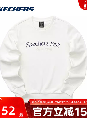 Skechers斯凯奇女款春季时尚休闲白色针织套头卫衣L124W015/0074