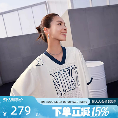Nike耐克短袖女夏新款复古宽松版运动休闲T恤球衣HJ0281-133
