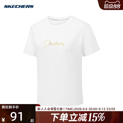 Skechers斯凯奇2026夏女士休闲柔软舒适印花圆领短袖T恤 P326W042