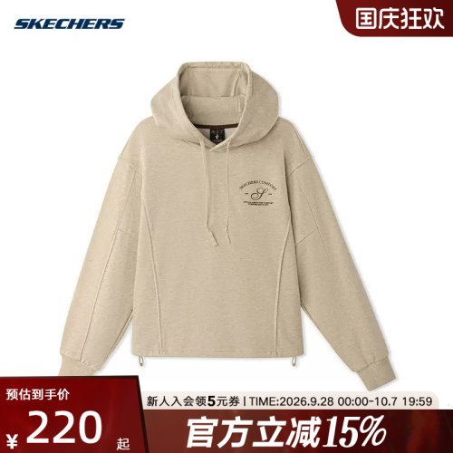 SKECHERS斯凯奇女子宽松连帽运动休闲针织舒适卫衣 L426W033-06TW