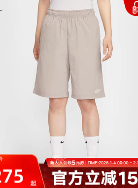 Nike耐克女子秋新款休闲刺绣小Logo宽松运动中长裤短裤IH8465-078