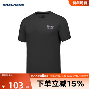 P225M070 T恤衫 0018 男子休闲运动简约圆领短袖 Skechers斯凯奇夏季