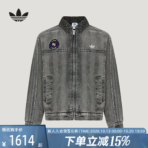 阿迪达斯三叶草冬男疯狂动物城联名复古牛仔夹棉外套棉服 KX3127
