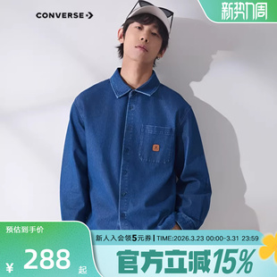 UHA UCJ418 Converse匡威男女外套春新品 星箭章牌翻领叠穿牛仔衬衫