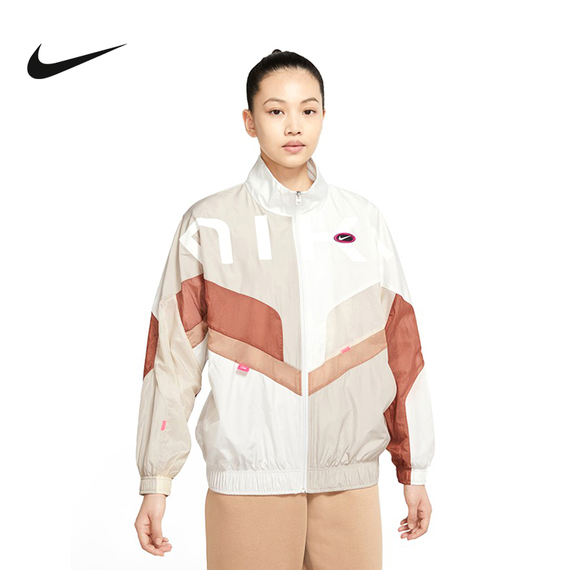 Nike耐克夹克外套女春季宽松运动服拉链开衫立领上衣DX6288-121