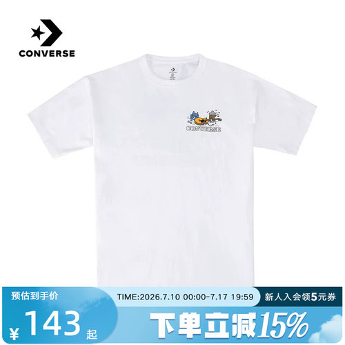 Converse匡威2026夏男女同款运动休闲圆领白色短袖T恤 UCK030-001
