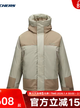 Skechers斯凯奇冬男保暖休闲梭织短款羽绒外套 L424M001/04AU