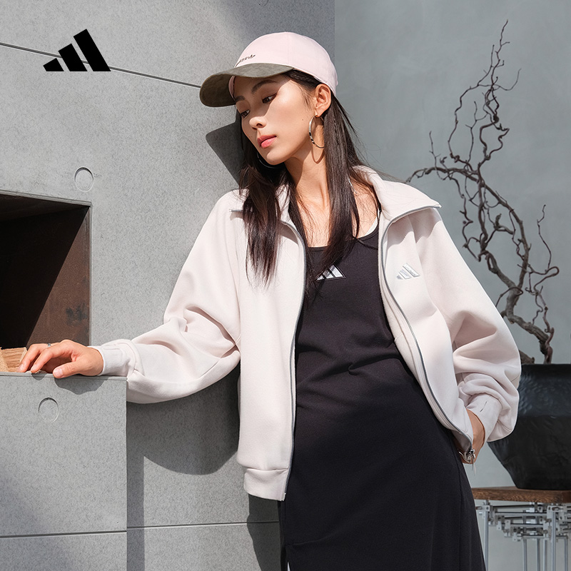 adidas阿迪达斯冬季新款抓绒女针织加厚运动休闲夹克外套KC0047