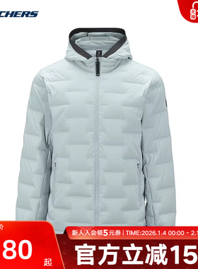 Skechers斯凯奇羽绒服冬季男款连帽保暖短款外套 P424M012/01MZ