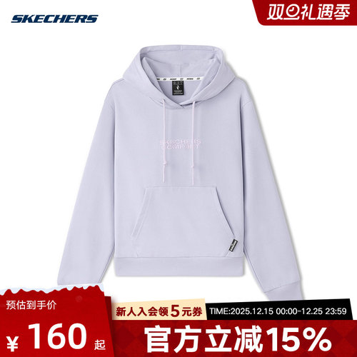 Skechers斯凯奇秋季新款套头连帽女子袋鼠口袋卫衣 L325W013/02N4