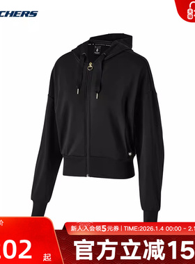 Skechers斯凯奇外套女子春新款休闲连帽运动夹克 P124W003/0018